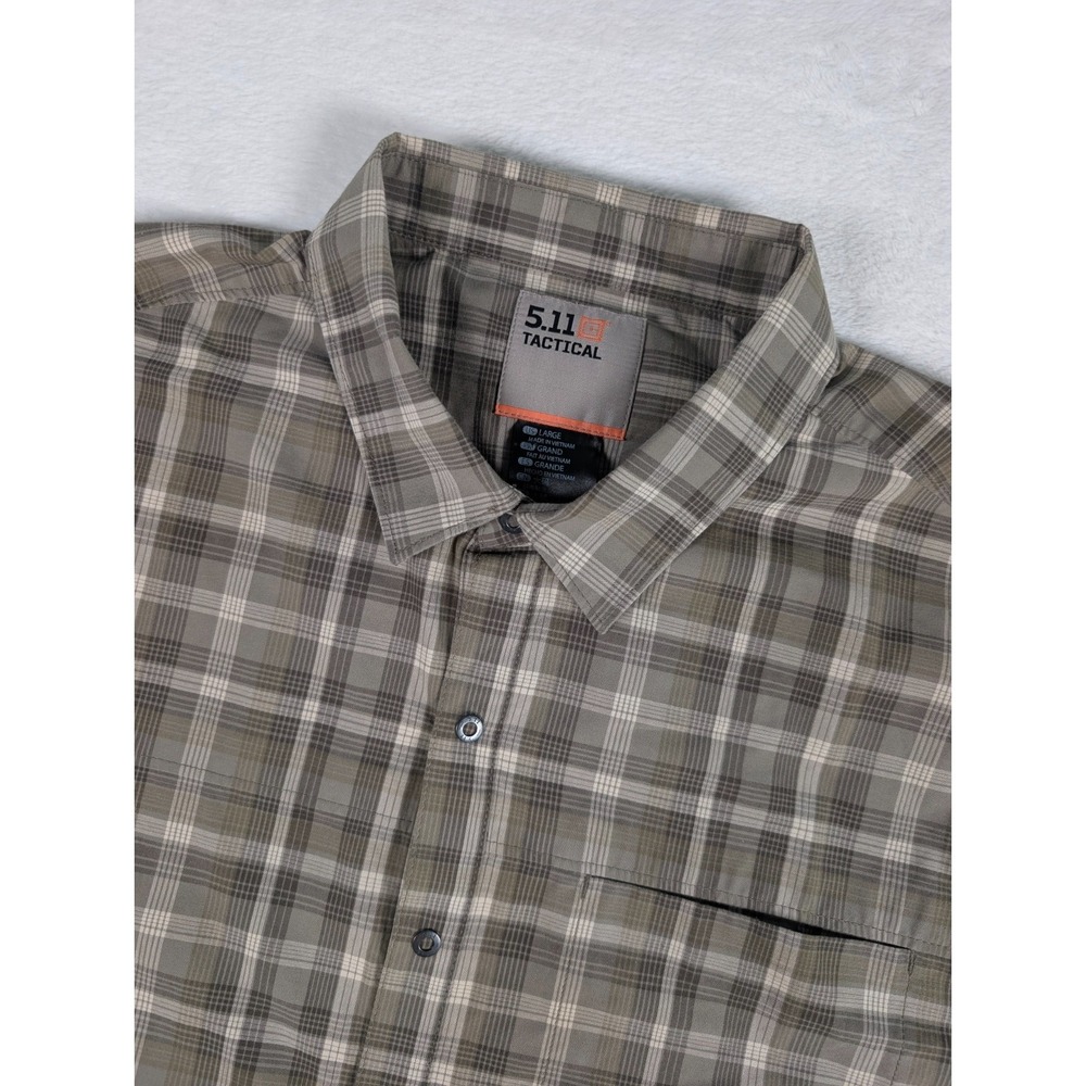 5.11 Tactical Igor Plaid Long‎ Sleeve Shirt Mens Large Green Plaid Metal Snaps